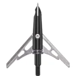 Feradyne Outdoors RAGE Black Series COC broadhead, front view with two silver blades extended