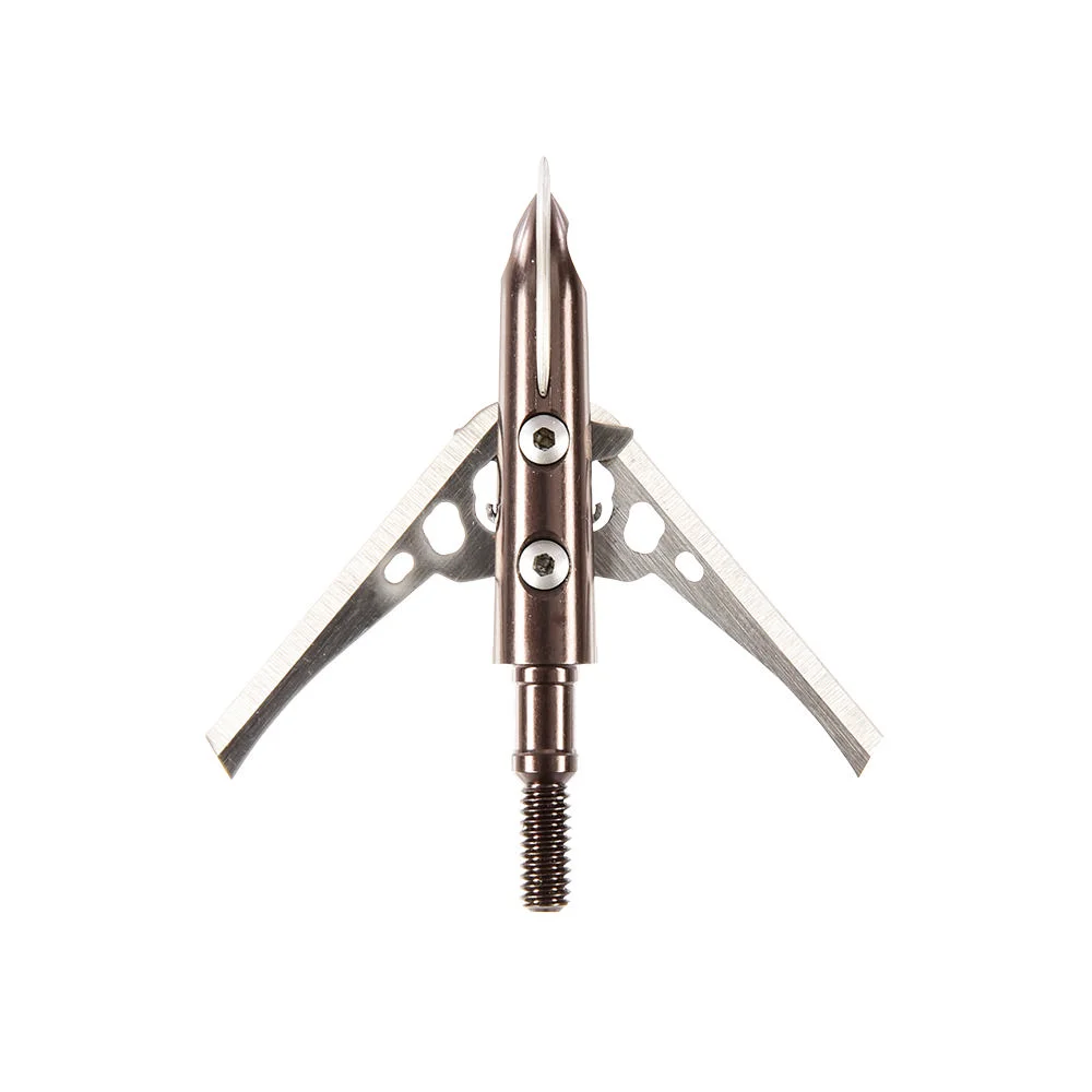 primary-43947 Feradyne Outdoors Rage Broadhead 2 Blade COC NC, silver broadhead in front view with open blades