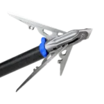 G5 Outdoors Expandable Megameat broadhead, angled close-up with three open blades