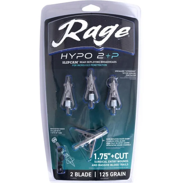 Feradyne Outdoors Rage Hypo 2 +P Broadheads 125 gr 1.75" 4/ct