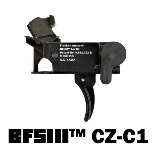 Franklin Armory BFSIII CZ-C1 black firing system with curved trigger, left-side view
