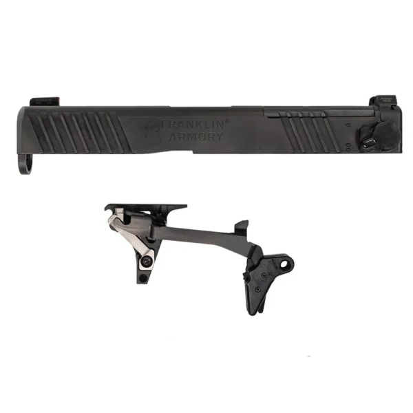 Franklin Armory G-S193 black pistol slide and trigger components, right-side view