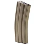 ASC AR Family Rifle Magazine, angled front view in dark earth with curved metal body