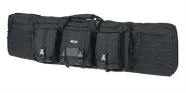 American Tactical Inc-ATI ATI RUKX Gear Double Rifle Bag, black top view with pockets and straps
