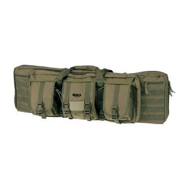 American Tactical ATI RUKX Gear Double Rifle Bag, green front view with handles and multiple pouches