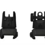 ATI Tactical Flip Up Front & Rear Back Up Sight, black pair shown upright from the front