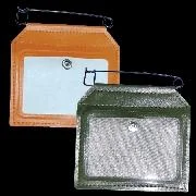 primary-44069 Gsm HME Small Hunting License Holder, front view of orange and green holders with clear windows