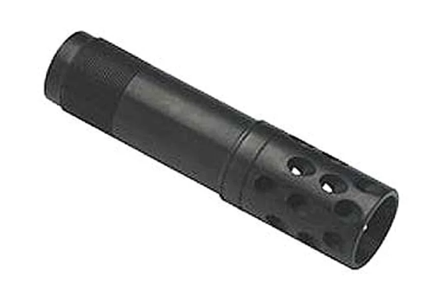 primary-44081 Kick's Gobblin Thunder Turkey Choke Tube in black, angled side view with ported end