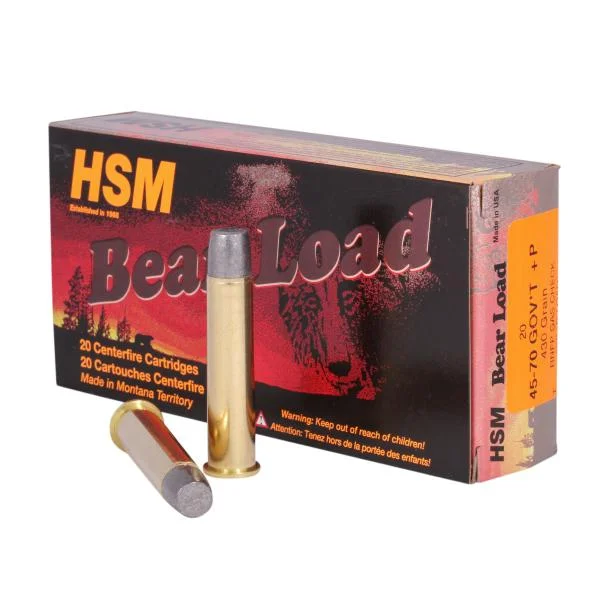 Hunting Shack DBA HSM Munitions HSM Bear Load Hard Cast Handgun Ammunition 45-70 Govt 430gr RNFP Gas Check 1801 fps 20/ct