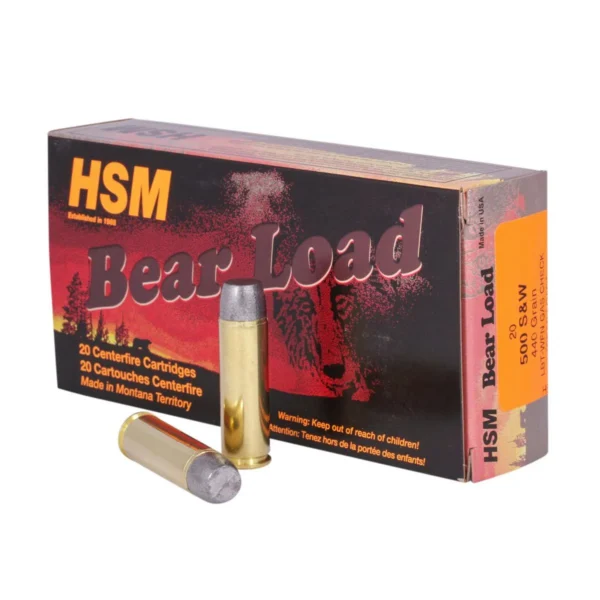 Hunting Shack DBA HSM Munitions HSM Bear Load Lead Handgun Ammunition .500 S&W 440gr WFN 1500 fps 20/ct
