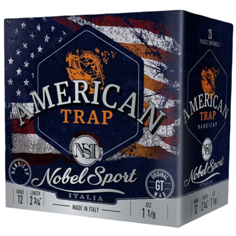 primary-44121 Eurosports LLC Nobel Sport Target Handicap Shotshells 12 ga 2-3/4" 1-1/8 oz 1265 fps #8 25/ct