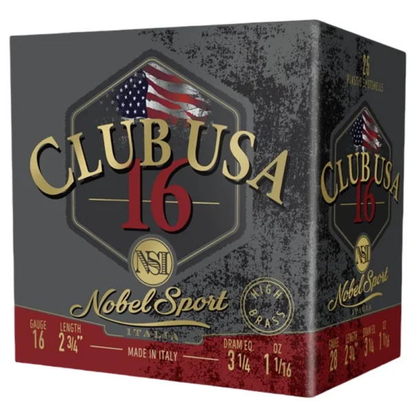 Eurosports LLC Nobel Sport Club USA 16 Shotshells 16 ga 2-3/4" 1-1/16 oz 1330 fps #6 25/ct