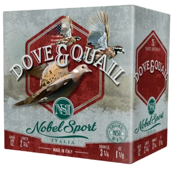 Eurosports LLC Nobel Sport Dove & Quail Shotshells 12 ga 2-3/4" 1-1/8 oz 1255 fps #8 25/ct
