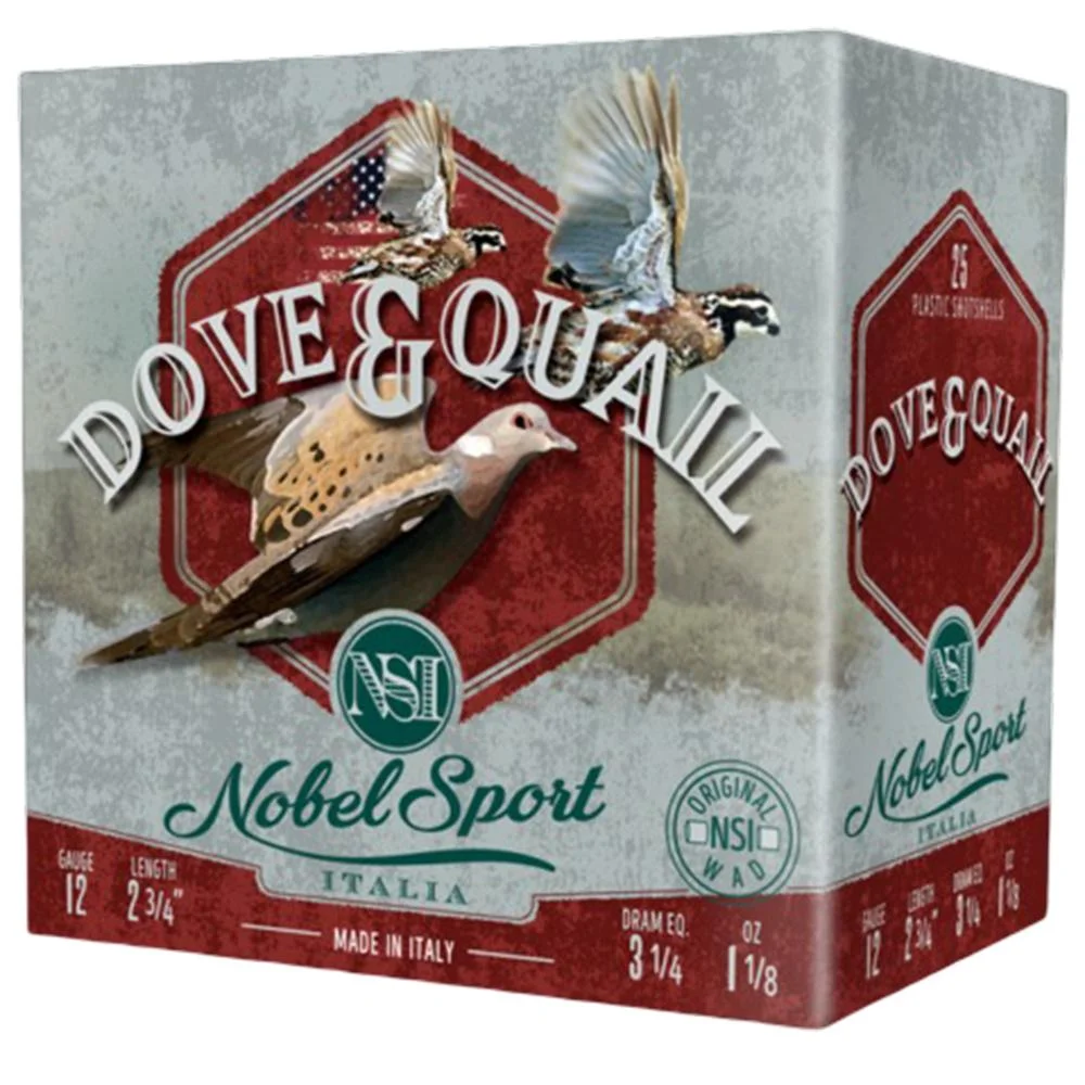 primary-44133 Eurosports LLC Nobel Sport Dove & Quail Shotshells 12 ga 2-3/4" 1-1/8 oz 1255 fps #8 25/ct