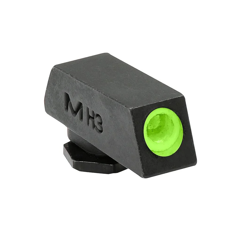 primary-44179 Meprolight Tru-Dot fixed handgun front sight, black angled view with bright green dot