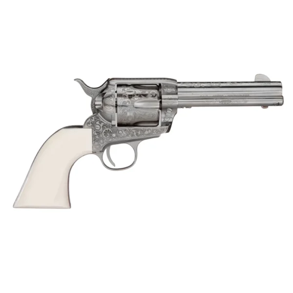 Taylor's & Company Firearms Taylors & Company 1873 Outlaw Legacy Handgun .45 Colt 6rd Capacity 4.75" Barrel Engraved Nickel