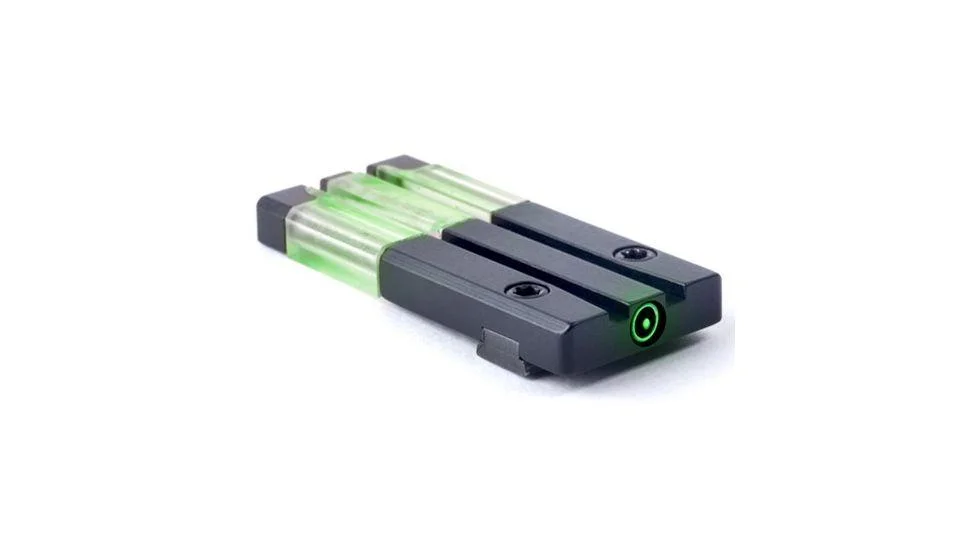 primary-44191 Meprolight ML63115 Fiber-Tritium Bullseye green sight, angled top view with green fibers
