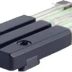 Meprolight Fiber-Tritium Bullseye Green Rear Sight, angled view with black body and green rods