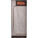 Scent Crusher Locker Lite grey fabric locker, front view with black and orange logo panel