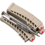 CMMG AR Conversion Kit Bravo, silver conversion assembly with three FDE magazines