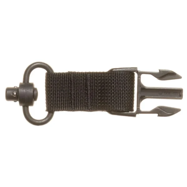 Military Products TacShield Side Release Buckle Attachment, black webbing, buckle and QD loop