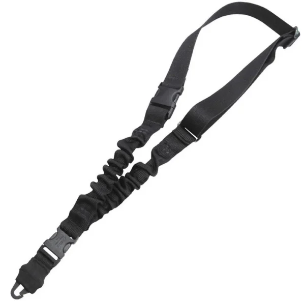 Military Products TacShield Shock Sling Single Point, black sling with elastic section and clips