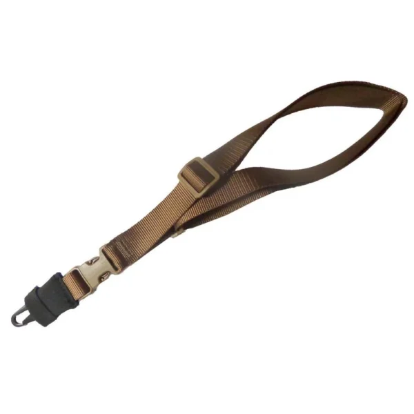 Military Products TacShield CQB Single Point Sling in coyote brown with black HK hook