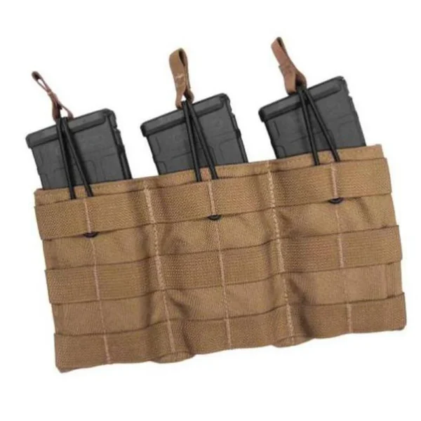 Military Products TacShield Triple Speed Load Rifle Magazine Pouch, coyote tan with three magazines