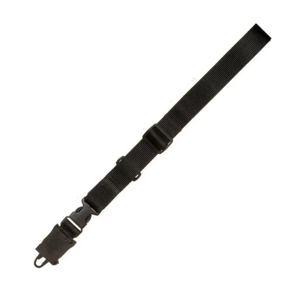 Military Products TacShield CQB Single-Point Sling, black web sling with metal snap hook