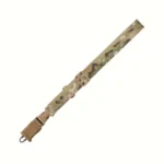 Military Products TacShield CQB Single-Point Sling, Multi-Cam Black strap with tan HK snap hook