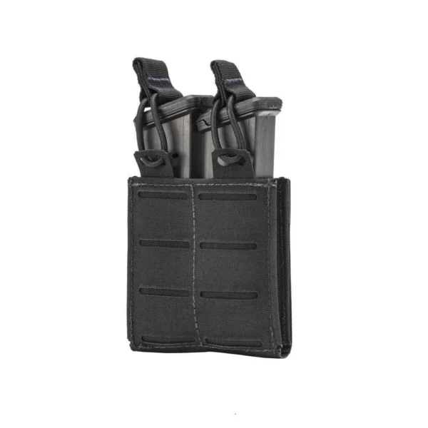 Military Products TacShield RZR Molle Double Pistol Magazine Pouch, black front view