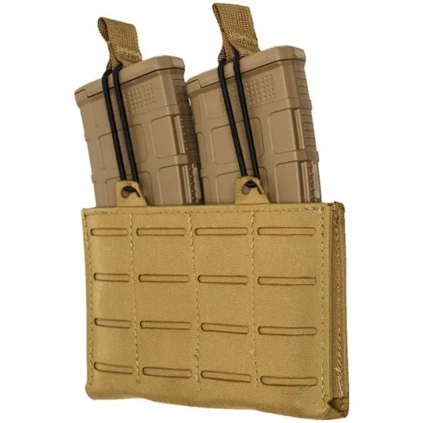Military Products TacShield RZR Molle Double Rifle Magazine Pouch, coyote brown front view