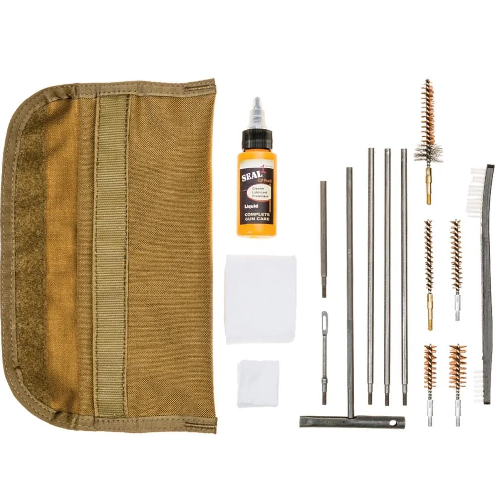 primary-44327 Military Products TacShield Universal GI Field Clean Kit with coyote pouch, rods and brushes