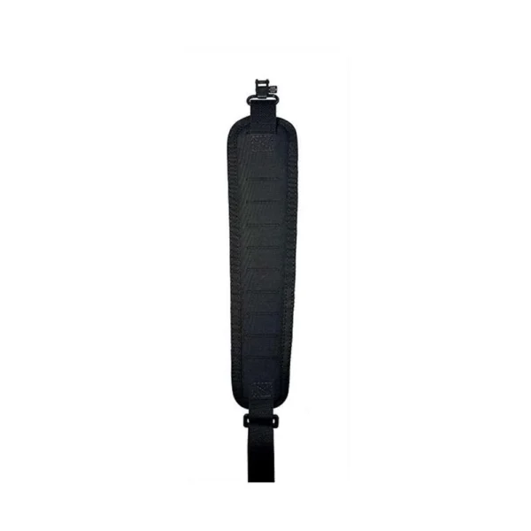 Military Products TacShield Precision Rifle Sling, black padded front view with QD swivels