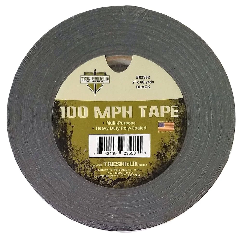 primary-44347 Military Products Tacshield 100 MPH Heavy Duty Tape 60 Yards Black, black roll with top label