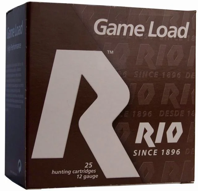 primary-44371 Rio Super Game brown and black ammunition box, front angled view with Game Load branding