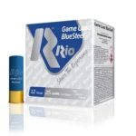 Rio Royal BlueSteel, blue and white ammunition box with one blue and brass shell