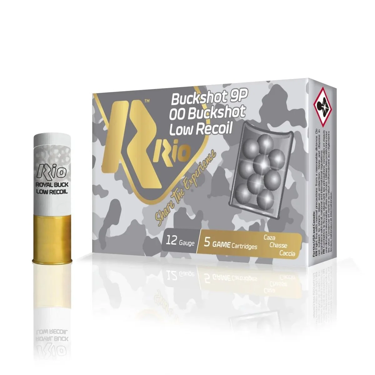 primary-44377 Rio Outdoors Corp Rio Royal Buck Low Recoil 12 ga 2 3/4" #00 1200 fps 5/ct
