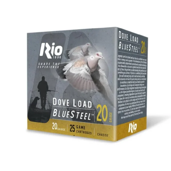 Rio Outdoors Corp Rio Bluesteel Dove Load Shotshells 20ga 3" 1oz 1350fps #6 25/ct