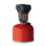 Thermacell Backpacker Mosquito Repeller, black burner mounted on a red fuel canister