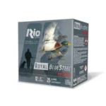 Rio Royal BlueSteel Magnum High Velocity, blue ammunition box in angled front view with duck artwork