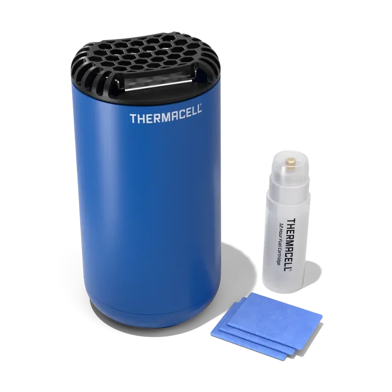 primary-44510 Thermacell Patio Shield Mosquito Repeller in royal blue with black top, refill and blue mats