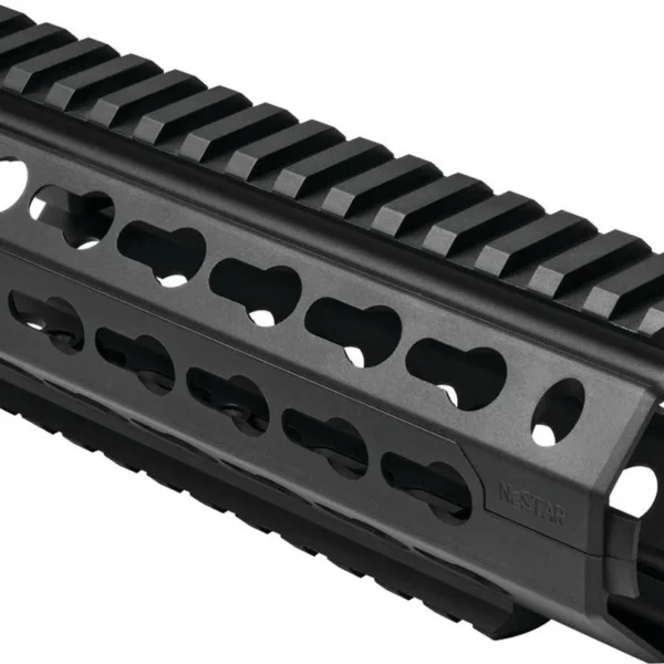 NcSTAR Inc. KEYMOD RAIL SYSTEM/CARBINE, black angled view with top rail and slotted handguard