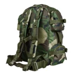 NcStar VISMTactical Backpack, woodland camouflage front view with straps and zippered pockets