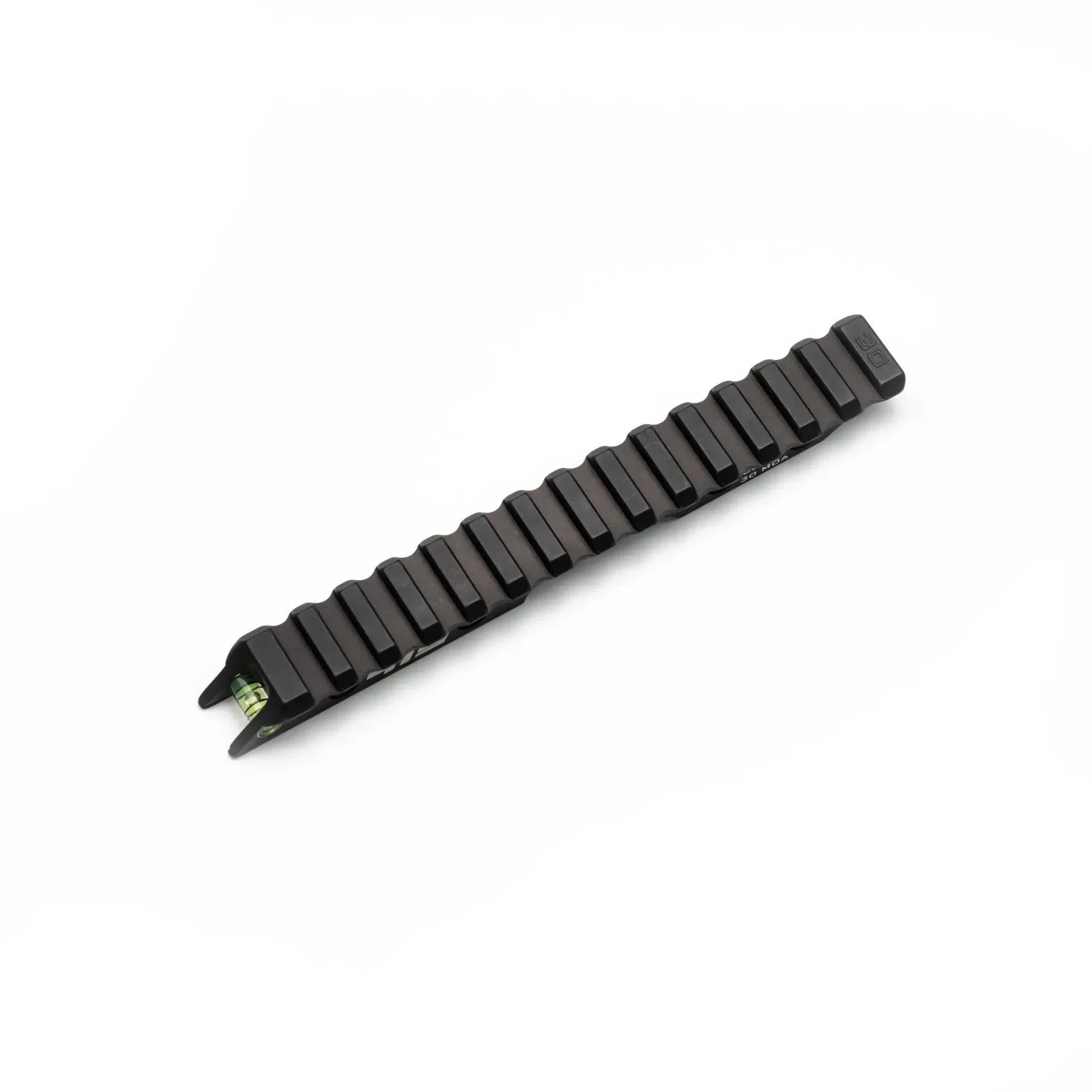 primary-44600 Area419 Area 419 CZ457 scope rail, black angled top view with ridged mounting slots