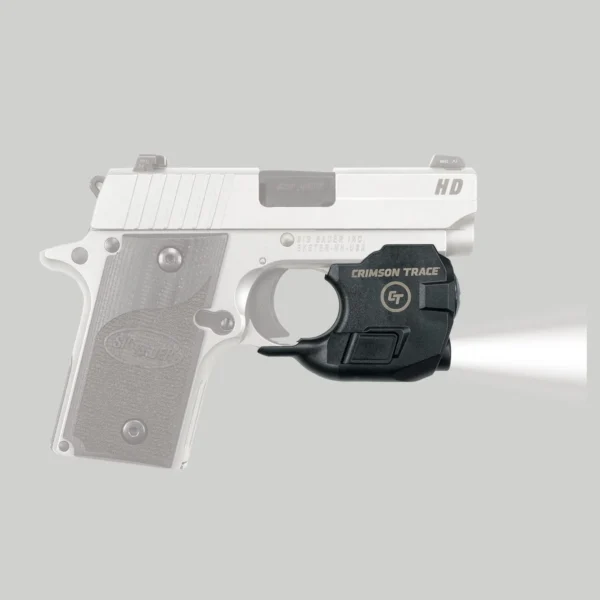 Crimson Trace LightGuard for Sig Sauer P238 & P938, black unit mounted under pistol frame