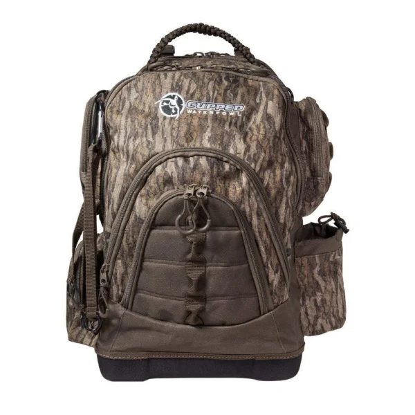 Rock Ridge Outdoors Cupped Waterfowl Hunting Backpack, front view in Mossy Oak Bottomland camo