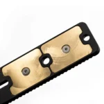 Area419 Area 419 Arcalock rail, angled top view with five brass weights and black base