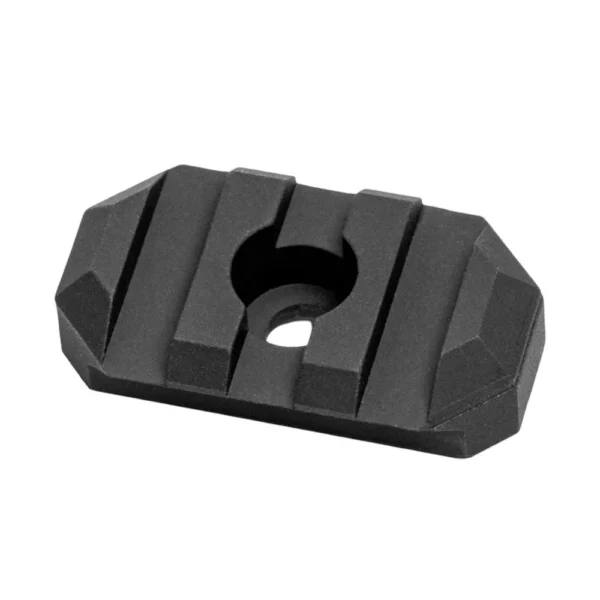 Grovtec Picatinny Rail 3-Slot M-LOK, black rail in angled top view with center mounting hole