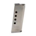Seecamp .32 Spare Handgun Magazine, silver front view with witness holes
